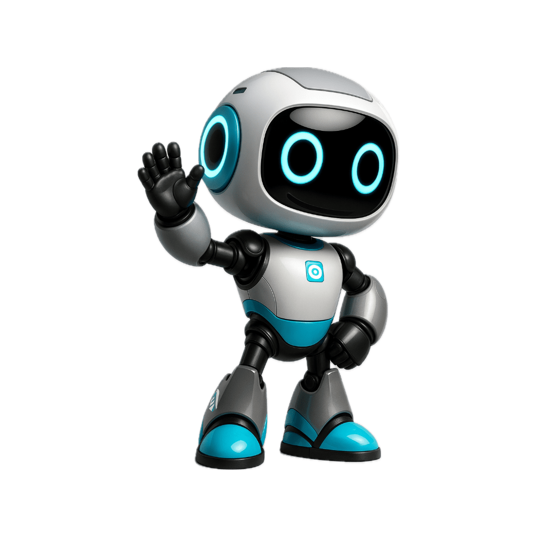 Waving AI Apex Bot, who loves his job and wishes to help businesses grow smarter and faster with our automations